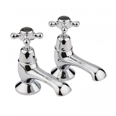 Bayswater Crosshead Dome Bath Taps Pair - Black/Chrome