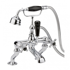 Bayswater Crosshead Dome Pillar Mounted Bath Shower Mixer Tap Black/Chrome
