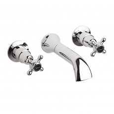 Bayswater Crosshead Dome 3-Hole Wall Mounted Bath Filler Tap Black/Chrome