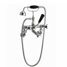 Bayswater Crosshead Hex Wall Mounted Bath Shower Mixer Tap Black/Chrome