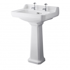 Bayswater Fitzroy Basin with Full Pedestal 595mm Wide 2 Tap Hole
