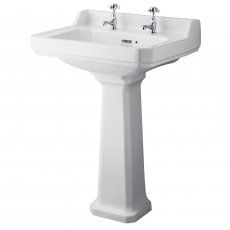 Bayswater Fitzroy Basin with Large Full Pedestal 595mm Wide 2 Tap Hole