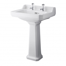 Bayswater Fitzroy Basin with Large Full Pedestal 595mm Wide 2 Tap Hole