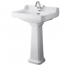 Bayswater Fitzroy Basin with Large Full Pedestal 595mm Wide 1 Tap Hole