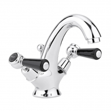 Bayswater Lever Dome Mono Basin Mixer Tap with Waste - Black/Chrome