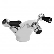 Bayswater Lever Dome Mono Bidet Mixer Tap with Waste - Black/Chrome