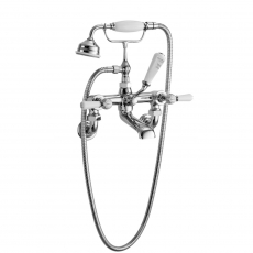 Bayswater Lever Hex Wall Mounted Bath Shower Mixer Tap White/Chrome