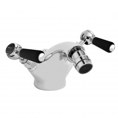Bayswater Lever Hex Mono Bidet Mixer Tap with Waste - Black/Chrome