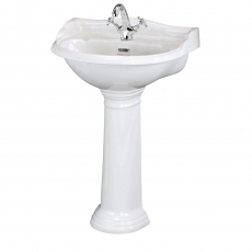 Bayswater Porchester Basin with Full Pedestal 600mm Wide 1 Tap Hole