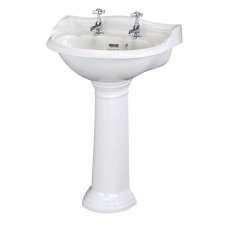 Bayswater Porchester Basin with Full Pedestal 600mm Wide 2 Tap Hole