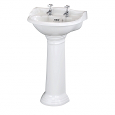 Bayswater Porchester Basin with Full Pedestal 500mm Wide 2 Tap Hole