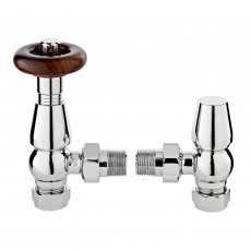 Bayswater Rounded Angled Thermostatic Radiator Valve + Lockshield Chrome
