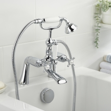 Bristan 1901 Pillar Bath Shower Mixer Tap with Ceramic Disc Valves - Chrome