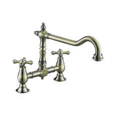 Bristan Colonial Bridge Kitchen Sink Mixer Tap Dual Handle - Antique Bronze
