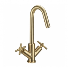 Bristan Cruzar Basin Mixer Tap with Clicker Waste - Brushed Brass