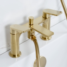 Bristan Frammento Bath Shower Mixer Tap Pillar Mounted - Brushed Brass