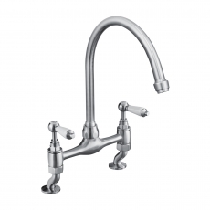 Bristan Renaissance Bridge Kitchen Sink Mixer Tap Dual Handle - Brushed Nickel
