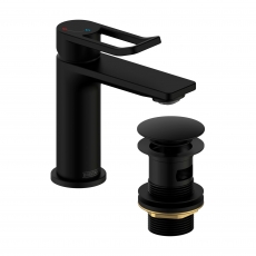 Bristan Saffron Eco Start Small Basin Mixer Tap with Clicker Waste - Black