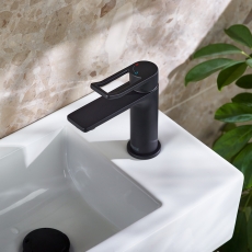 Bristan Saffron Eco Start Small Basin Mixer Tap with Clicker Waste - Black