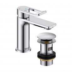 Bristan Saffron Eco Start Small Basin Mixer Tap with Clicker Waste - Chrome