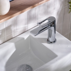 Bristan Saffron Eco Start Small Basin Mixer Tap with Clicker Waste - Chrome