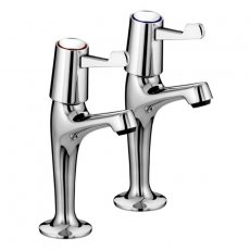 Bristan Value High Neck Kitchen Sink Taps Pair with 3 Inch Lever Handles - Chrome