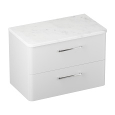 Britton Camberwell 800mm Wall Hung Countertop Vanity Unit with Carrara Marble Effect Worktop