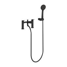 Britton Greenwich Matt Black 2 Tap Hole Bath Shower Mixer Tap with Handset
