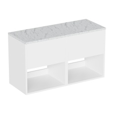 Britton Hackney 1000mm Twin Wall Hung Countertop Vanity Unit with Marble Effect Worktop