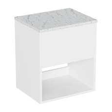 Britton Hackney 500mm Wall Hung Countertop Vanity Unit with Marble Effect Worktop