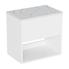 Britton Hackney 600mm Wall Hung Countertop Vanity Unit with Marble Effect Worktop