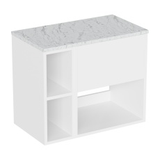 Britton Hackney 700mm Wall Hung Countertop Vanity Unit and Shelf Unit with Marble Effect Worktop