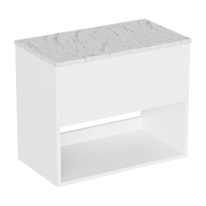 Britton Hackney 700mm Wall Hung Countertop Vanity Unit with Marble Effect Worktop