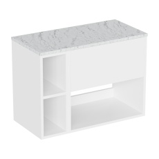 Britton Hackney 800mm Wall Hung Countertop Vanity Unit and Shelf Unit with Marble Effect Worktop