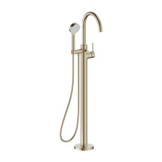 Britton Hoxton 2.0 Brushed Brass Floor Standing Bath Shower Mixer Tap with Handset