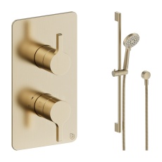 Britton Hoxton 2.0 Brushed Brass Single Outlet Concealed Thermostatic Shower Set with Slide Rail Kit