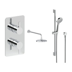 Britton Hoxton 2.0 Chrome Dual Outlet Concealed Thermostatic Shower Set with Fixed Head and Slide Rail Kit