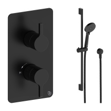 Britton Hoxton 2.0 Matt Black Single Outlet Concealed Thermostatic Shower Set with Slide Rail Kit