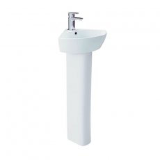 Britton My Home Corner Basin with Full Pedestal 450mm Wide - 1 Tap Hole