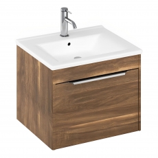 Britton Shoreditch Wall Hung 1-Drawer Vanity Unit with Basin 550mm Wide - Caramel