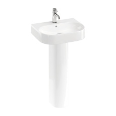 Britton Trim Gloss White 500mm 1TH Basin and Full Pedestal