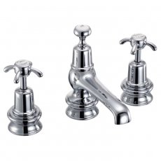 Burlington Anglesey Regent 3-Hole Basin Mixer Tap Dual Handle with pop up Waste - Chrome