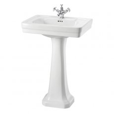 Burlington Contemporary Basin with Full Pedestal 580mm Wide 1 Tap Hole