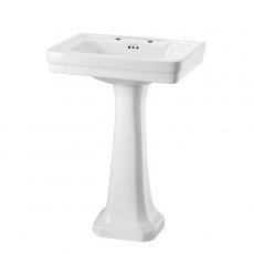 Burlington Contemporary Basin with Full Pedestal 580mm Wide 2 Tap Hole