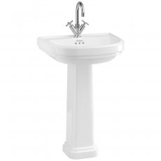 Burlington Riviera Curved Basin with Full Pedestal 650mm Wide - 1 Tap Hole