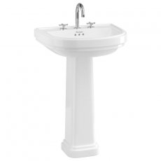 Burlington Riviera Curved Basin with Full Pedestal 580mm Wide - 3 Tap Hole