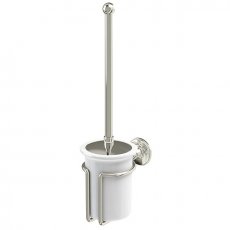 Burlington Traditional Toilet Brush and Holder Wall Mounted - White/Nickel