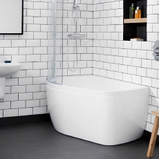 Carron Profile Curved Shower Bath 1500mm x 630/900mm