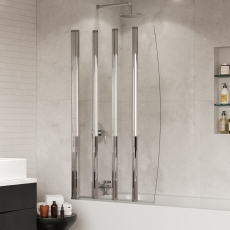 Coram Four Folding Bath Screen 1400mm H x 865mm W - 4mm Glass