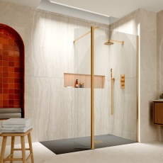 Delphi Accents Brushed Brass Wet Room Shower Screen with Return Panel